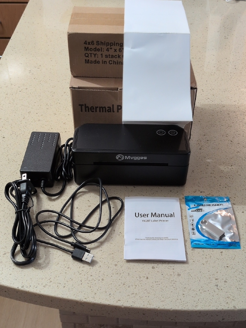 EUC Mvgges Thermal Label Printer in Black with Accessories